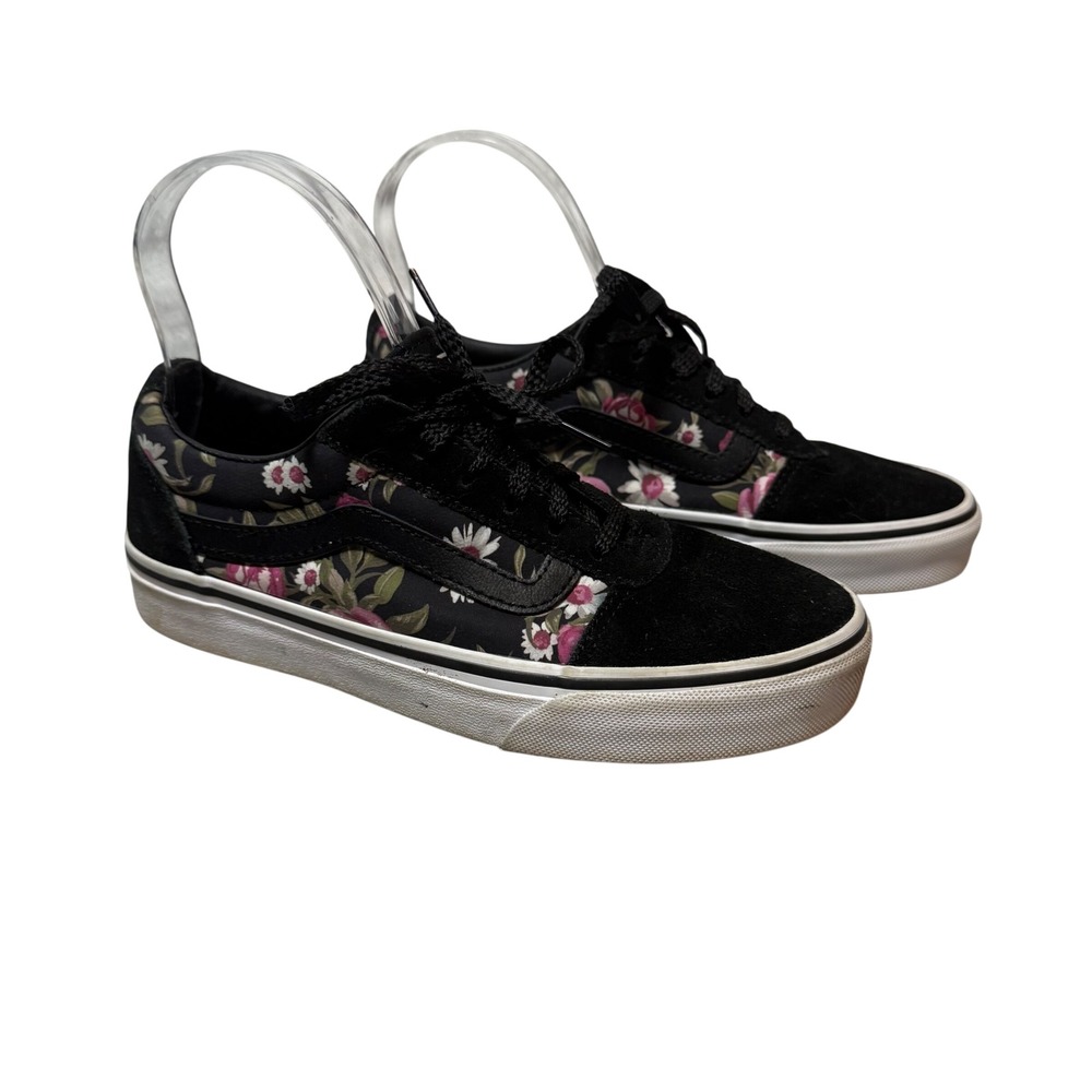 Vans Old Skool‎ Floral Print Black Suede Low Top Women's Shoes Size 6 Grunge